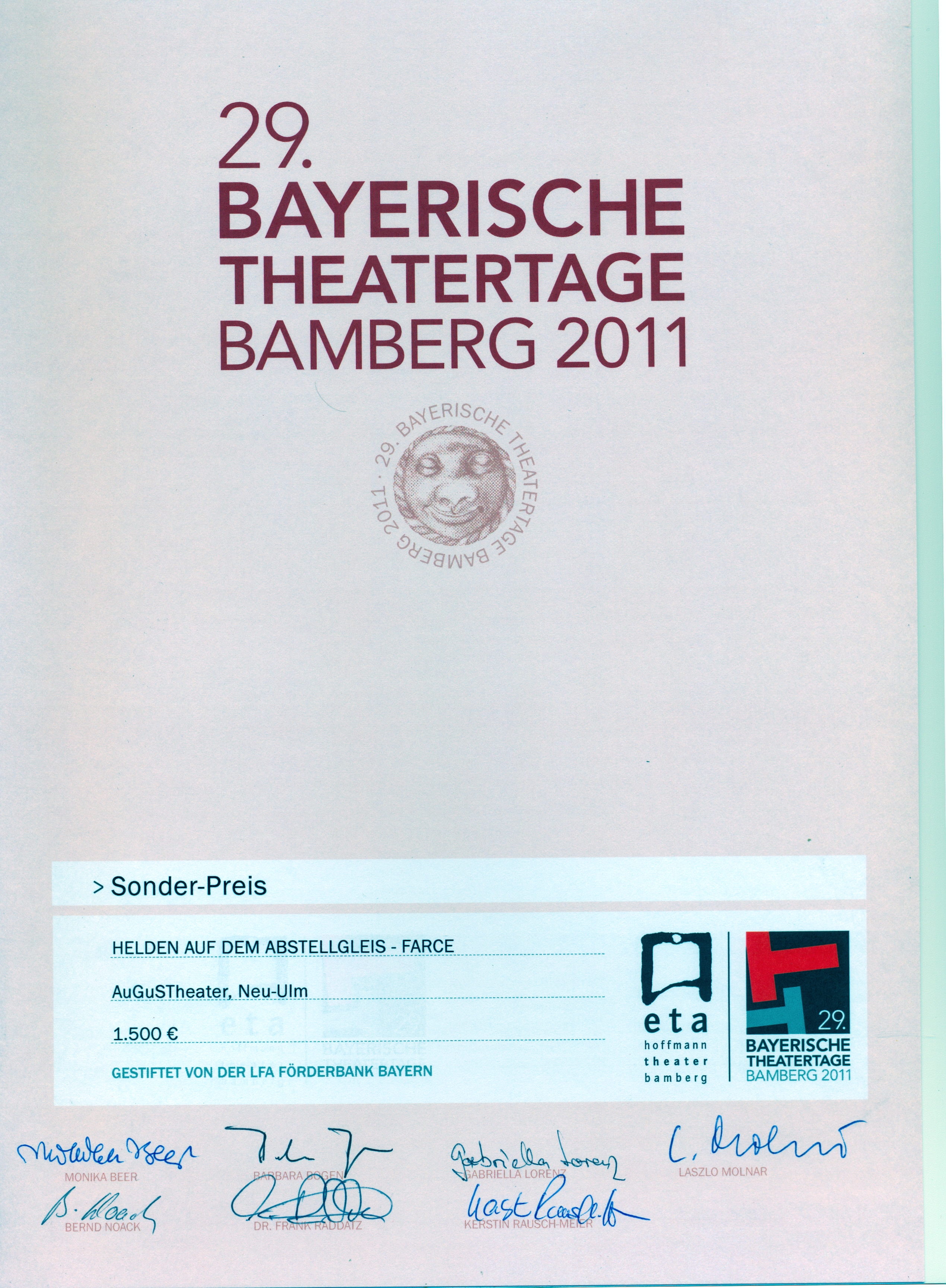 Theaterpreis f&uuml;r Theater Neu-Ulm 